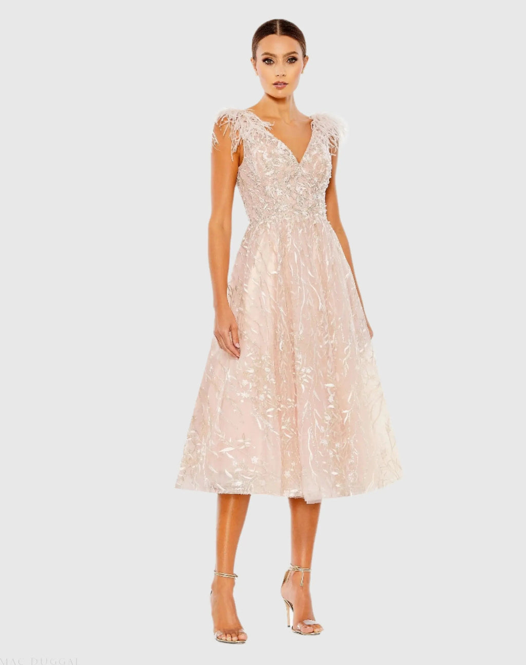 Women's Pink Midi Dress Sleeveless - Pink Lace Sequin