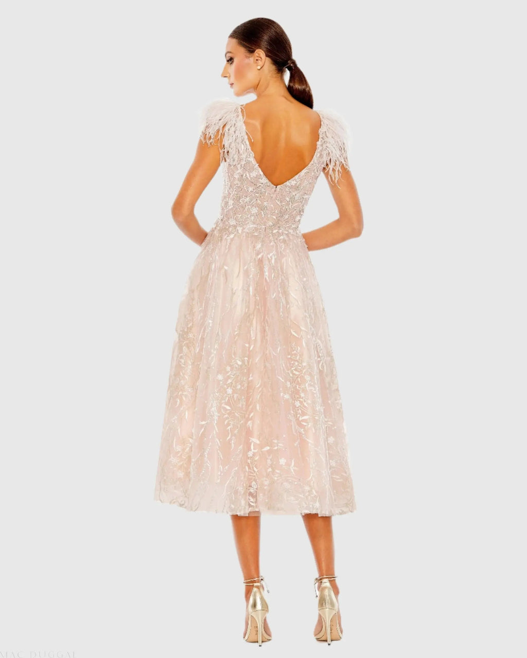 Women's Pink Midi Dress Sleeveless - Pink Lace Sequin