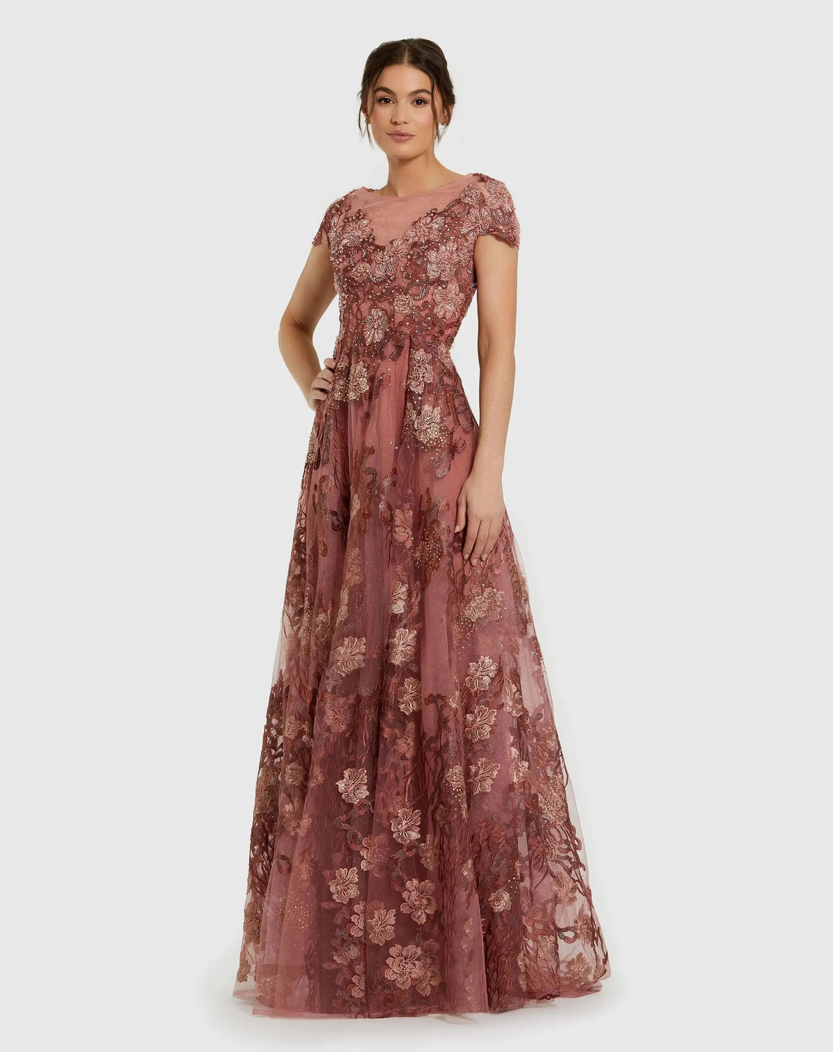 Women's Pink Evening Dress Floral for Evening & Special Occasions - Pink