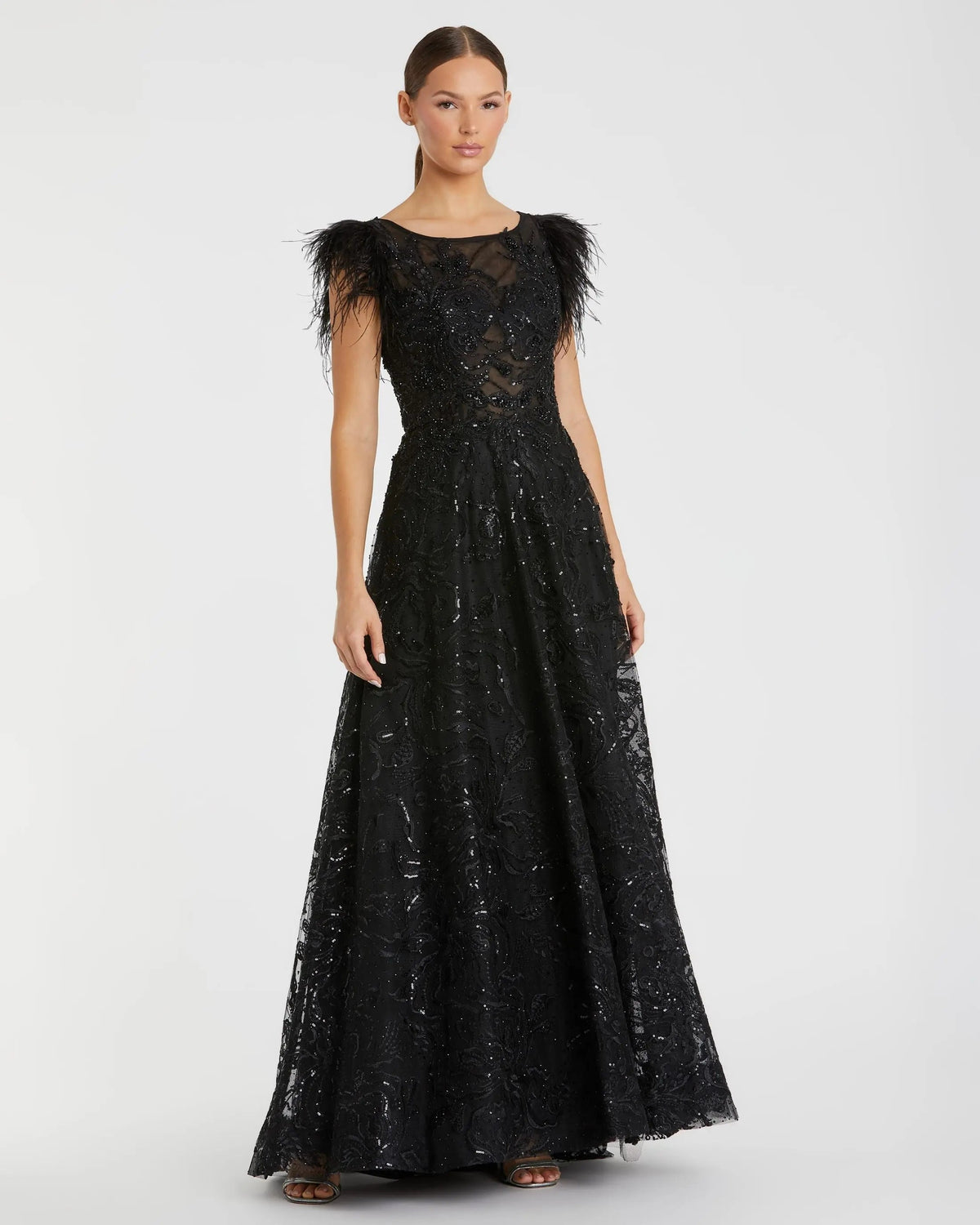 Women's Black Dress - Black Sequin Mesh