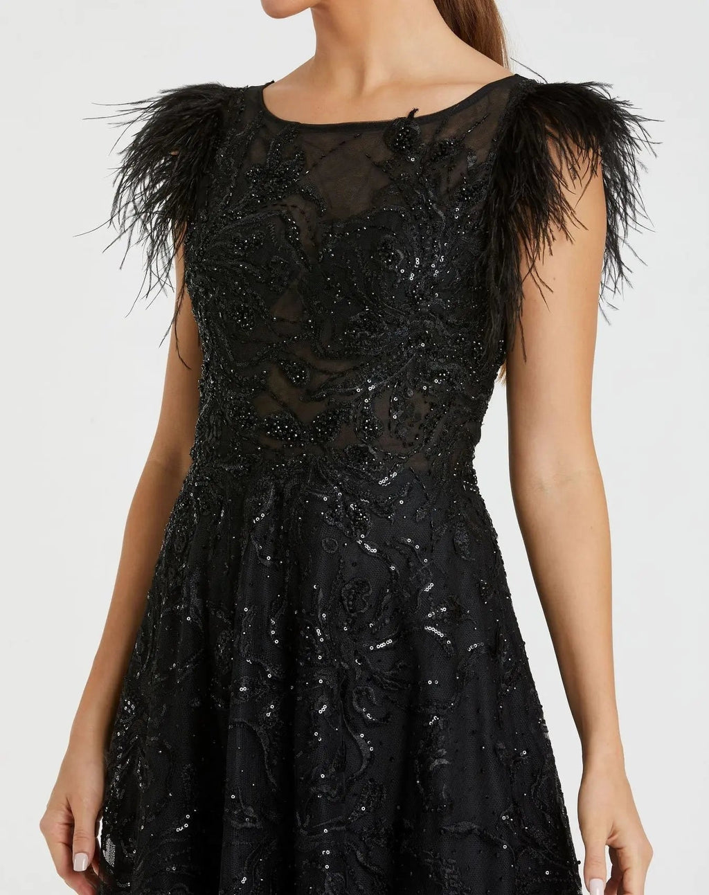 Women's Black Dress - Black Sequin Mesh