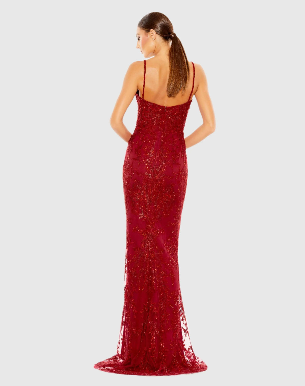 Women's Red Dress - Red Sequin Floral