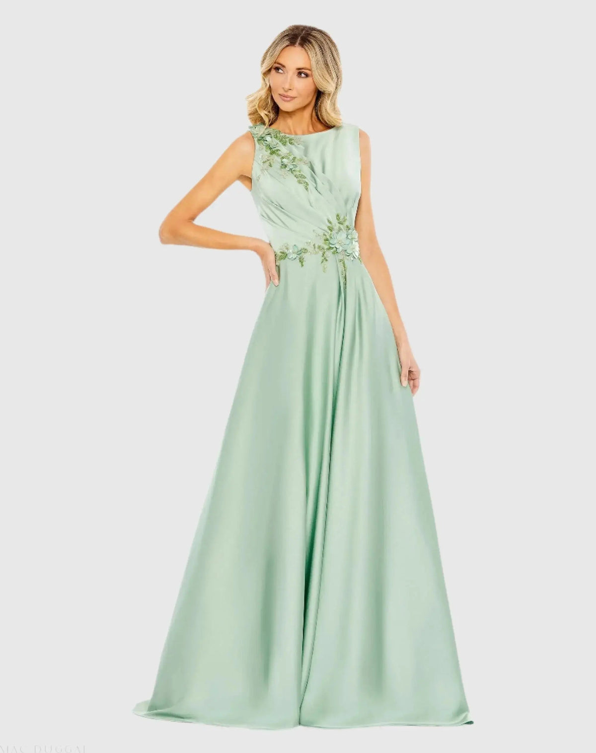 Women's Green Dress Floral Sleeveless - Green