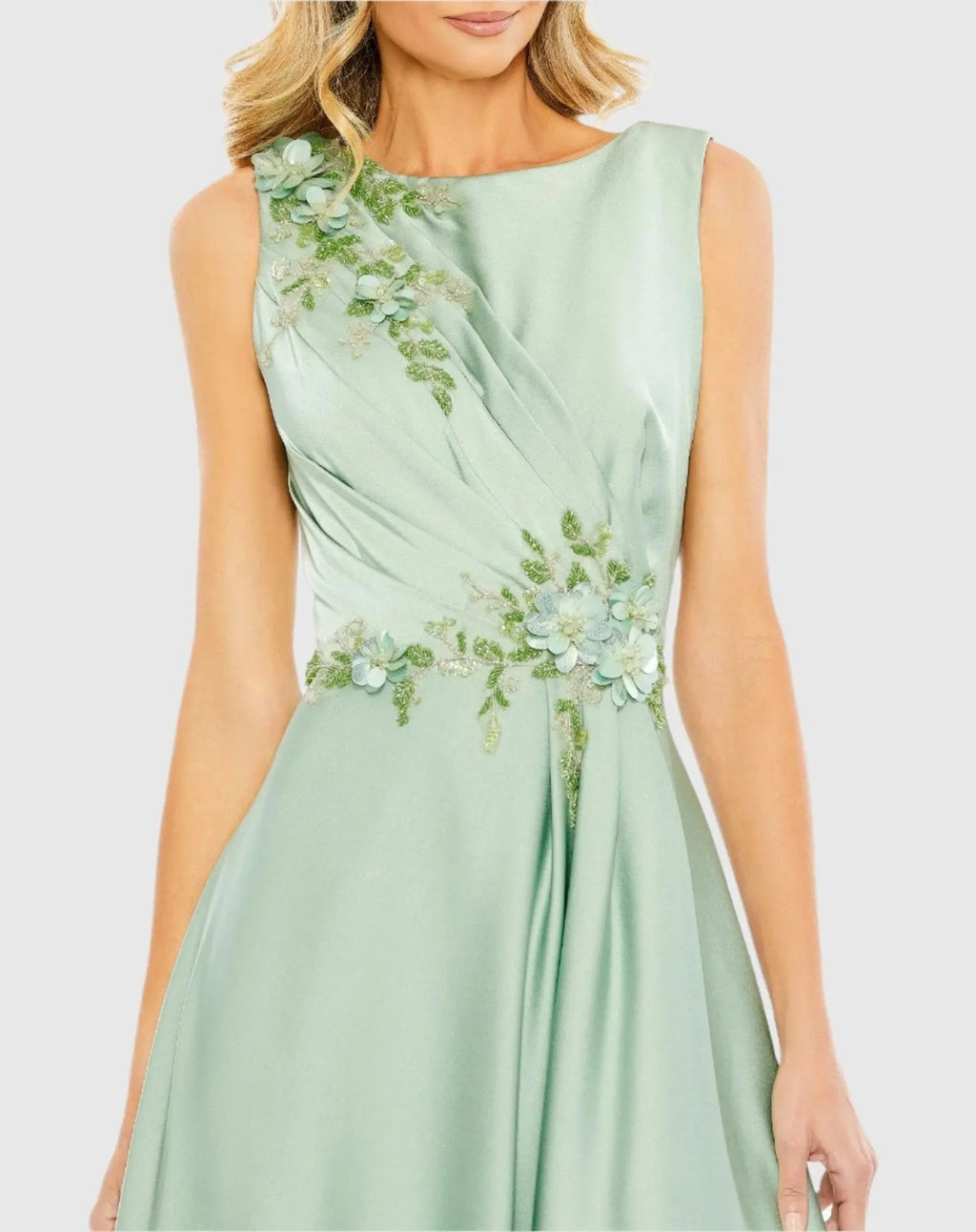 Women's Green Dress Floral Sleeveless - Green