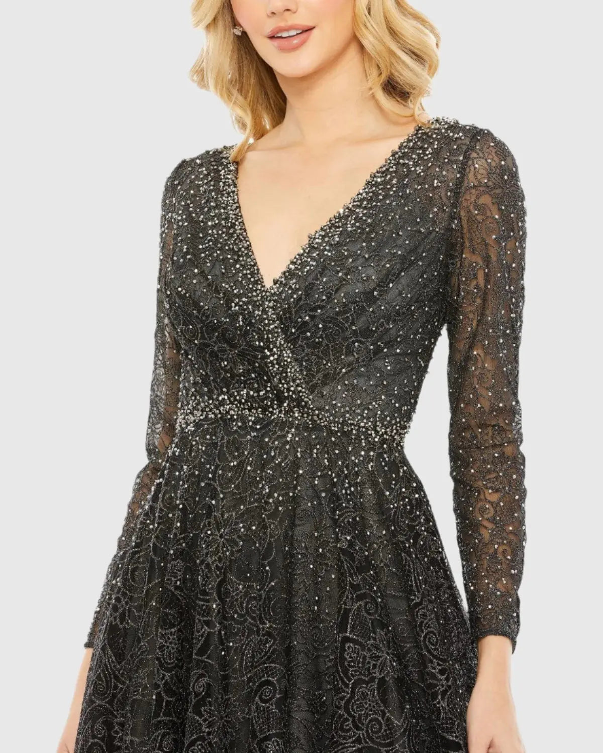 Women's Gray Dress - Gray Sequin Mesh