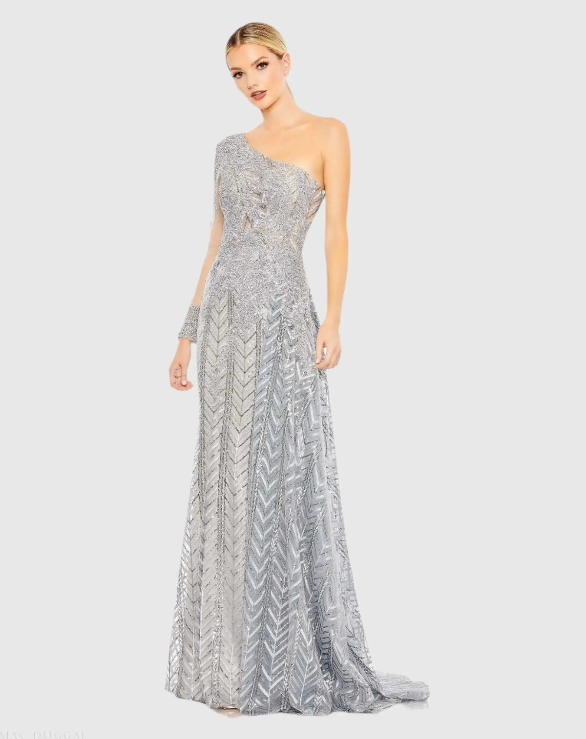 Women's Silver Dress One Shoulder - Red Sequin Floral