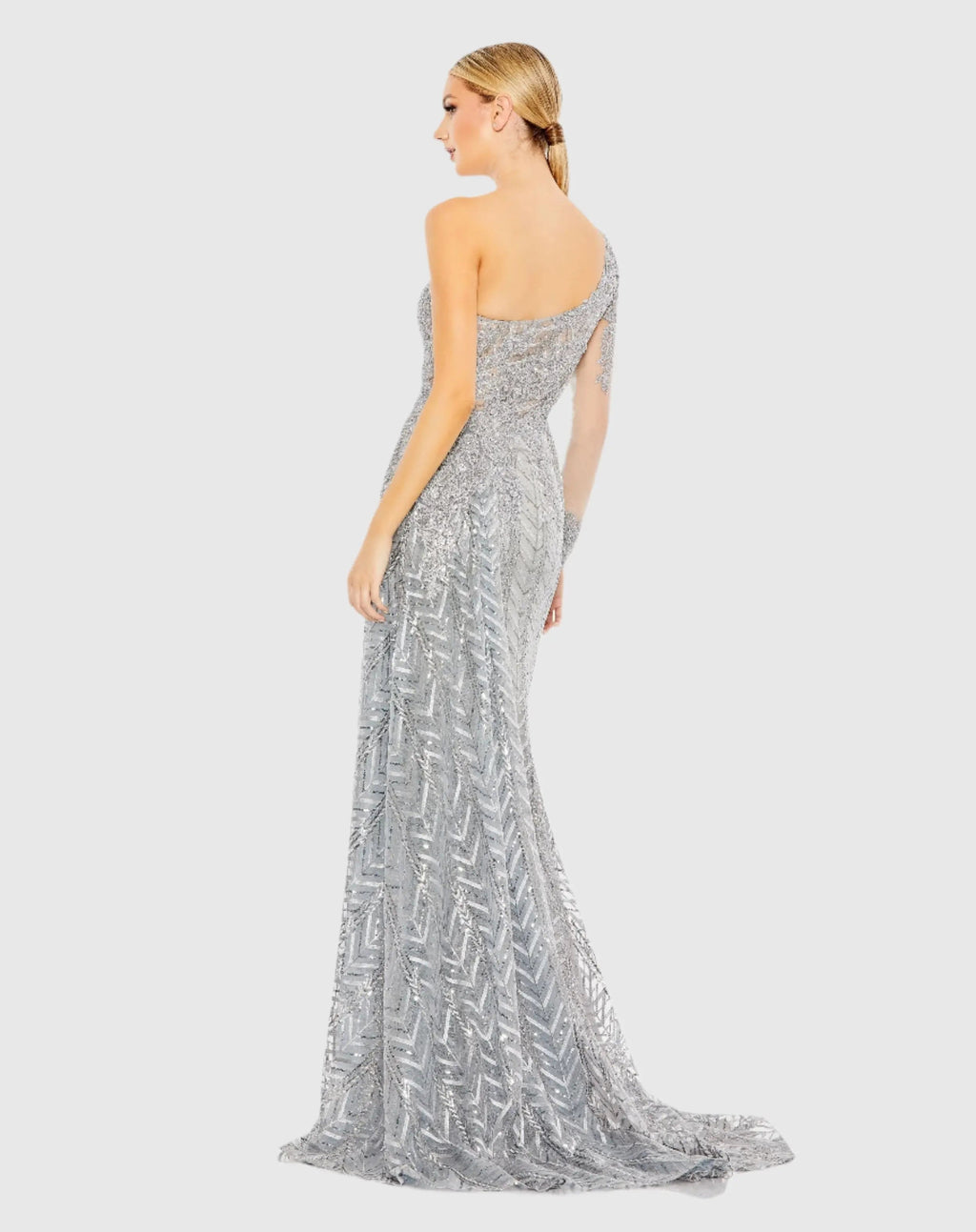 Women's Silver Dress One Shoulder - Red Sequin Floral