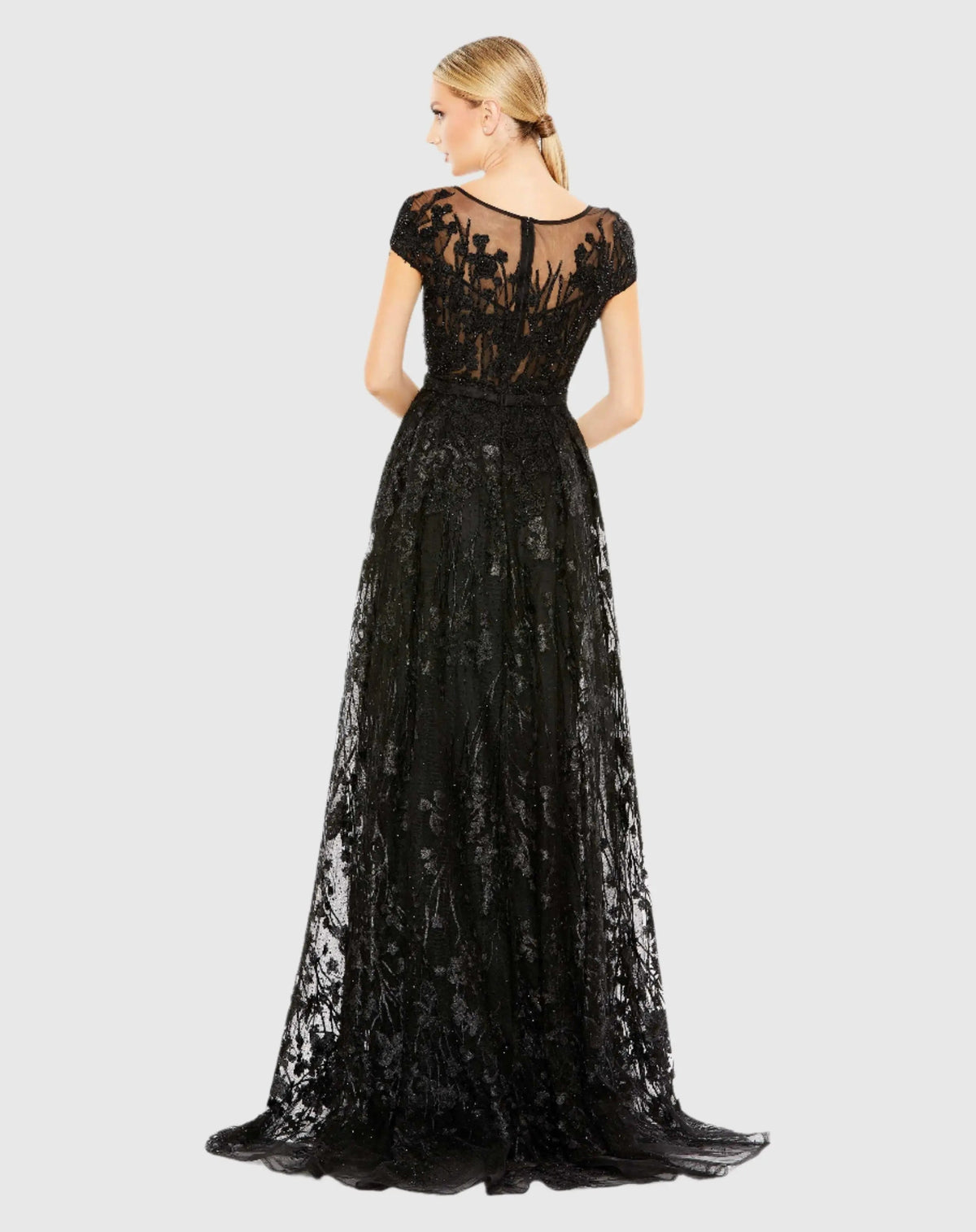 Women's Black Dress Floral - Black Satin