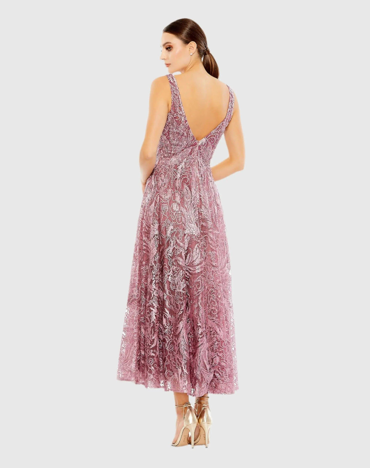 Women's Purple Dress Floral - Red Mesh