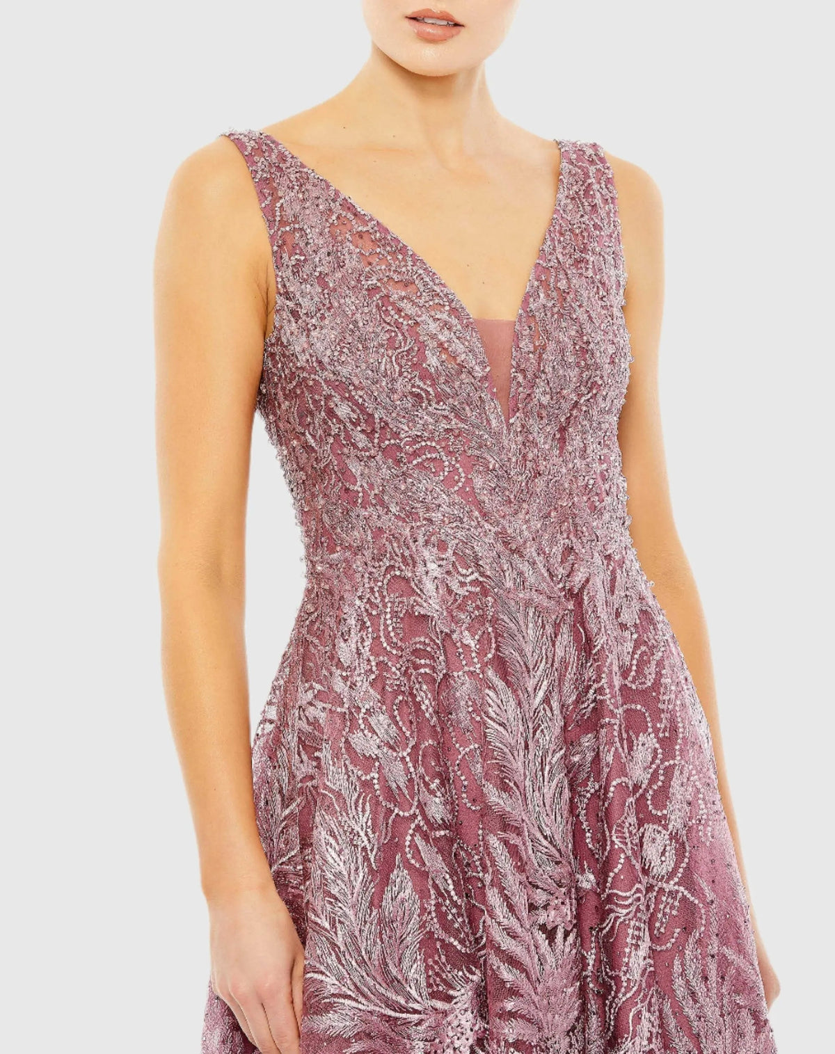 Women's Purple Dress Floral - Red Mesh
