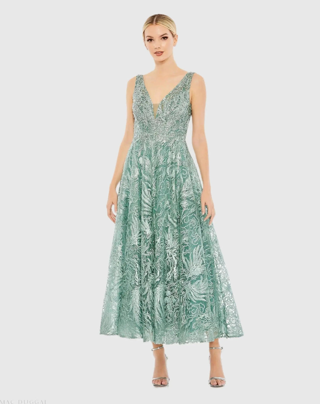 Women's Dress Floral - A Line - Embroidered A Line