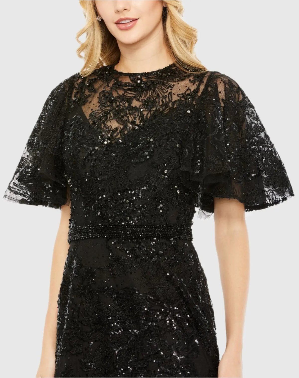 Women's Black Dress - Black Lace Mesh