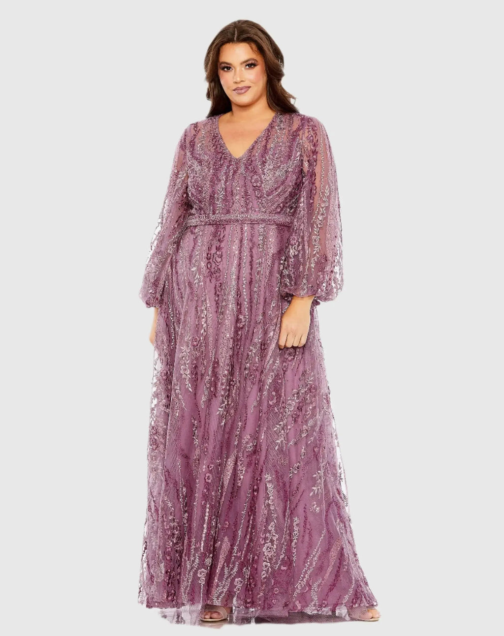 Women's Purple Dress - Purple Floral Mesh