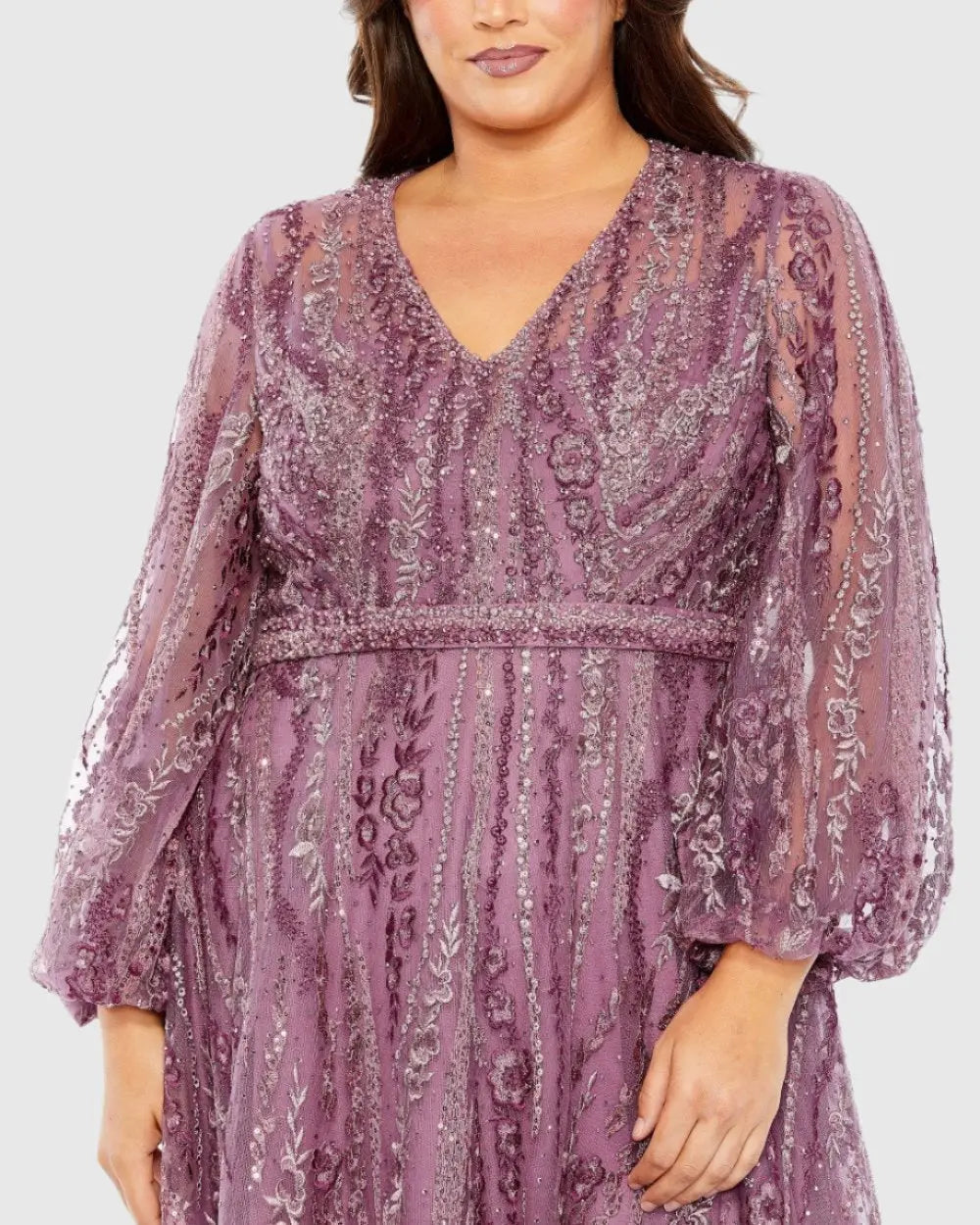 Women's Purple Dress - Purple Floral Mesh