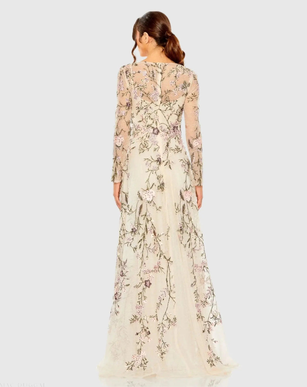 Women's Beige Dress Floral - Beige Ruffle Mesh
