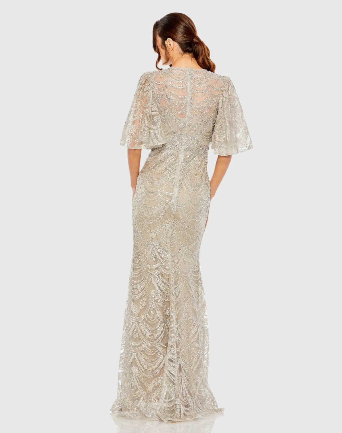 Women's Beige Dress - Black Sequin