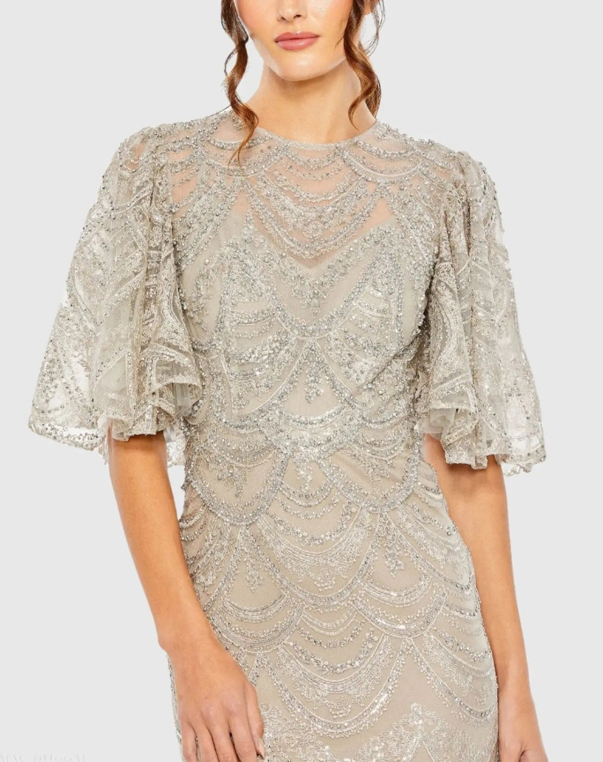 Women's Beige Dress - Black Sequin