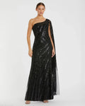 Women's Black Dress One Shoulder - Black Sequin One-Shoulder