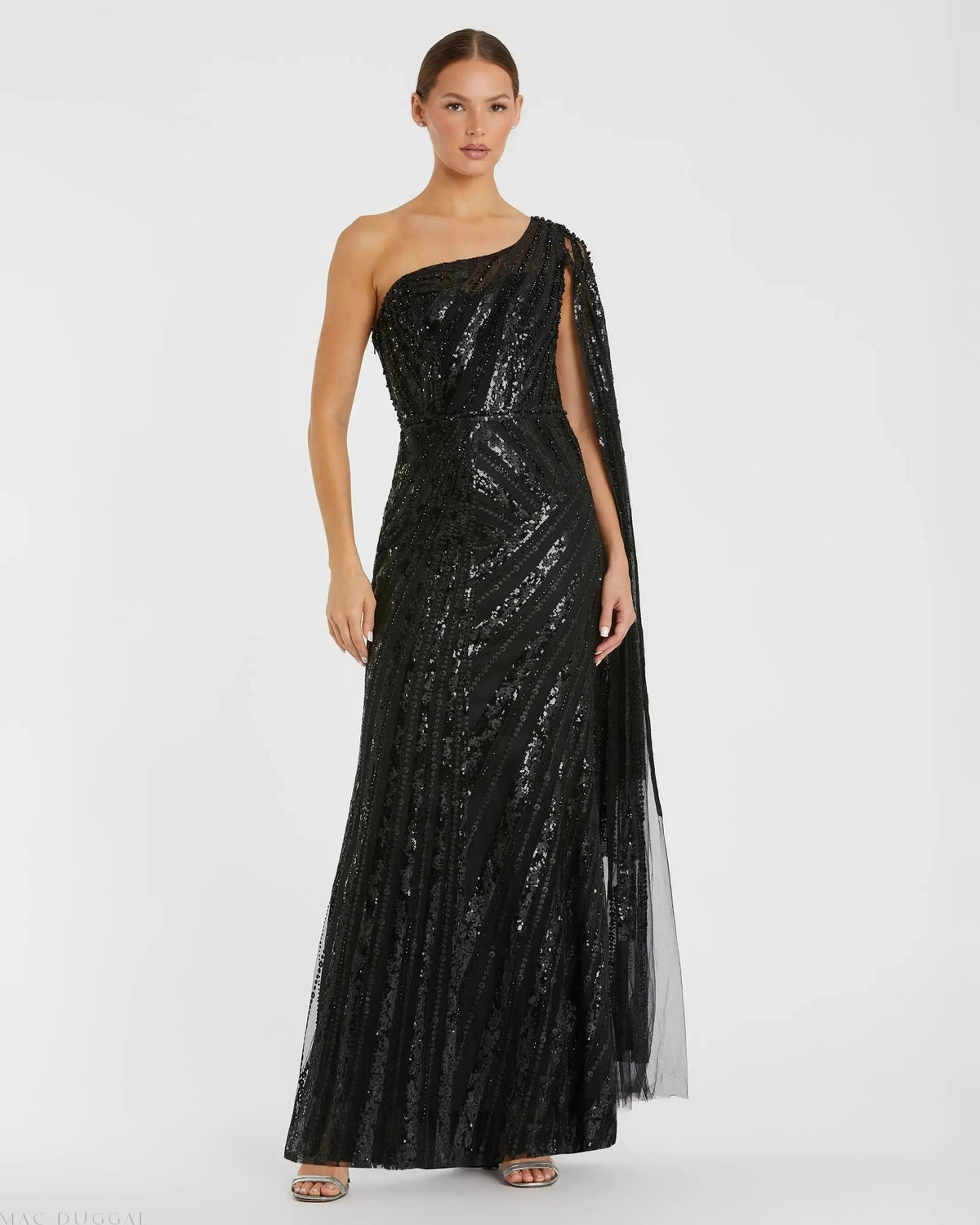 Women's Black Dress One Shoulder - Black Sequin One-Shoulder