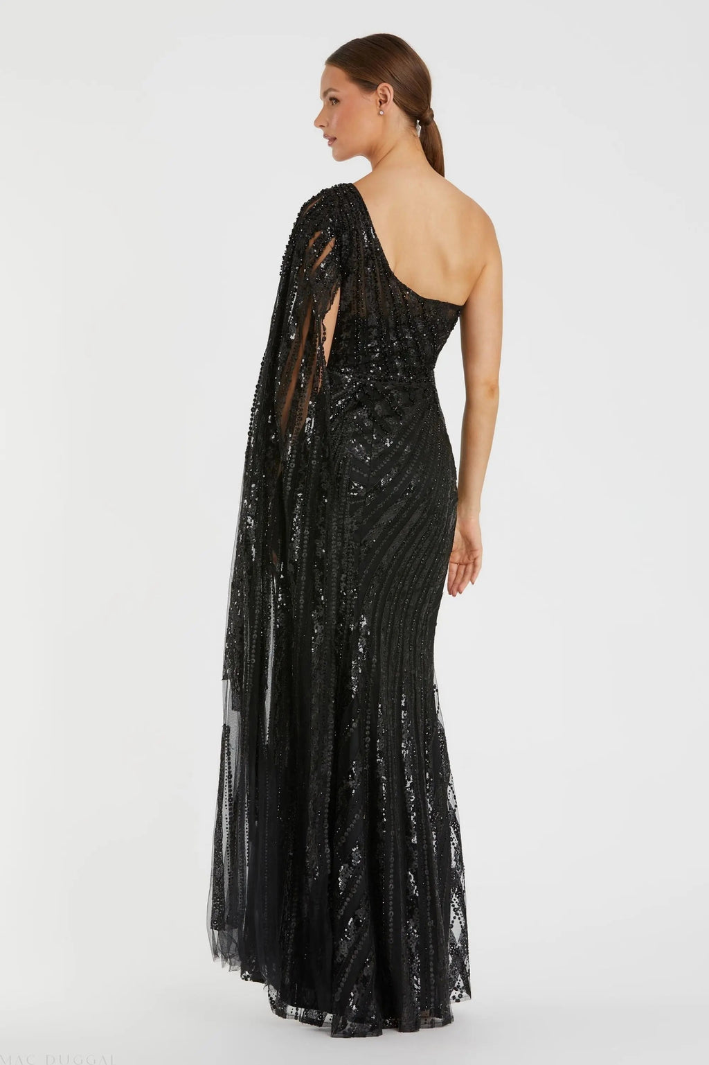 Women's Black Dress One Shoulder - Black Sequin One-Shoulder