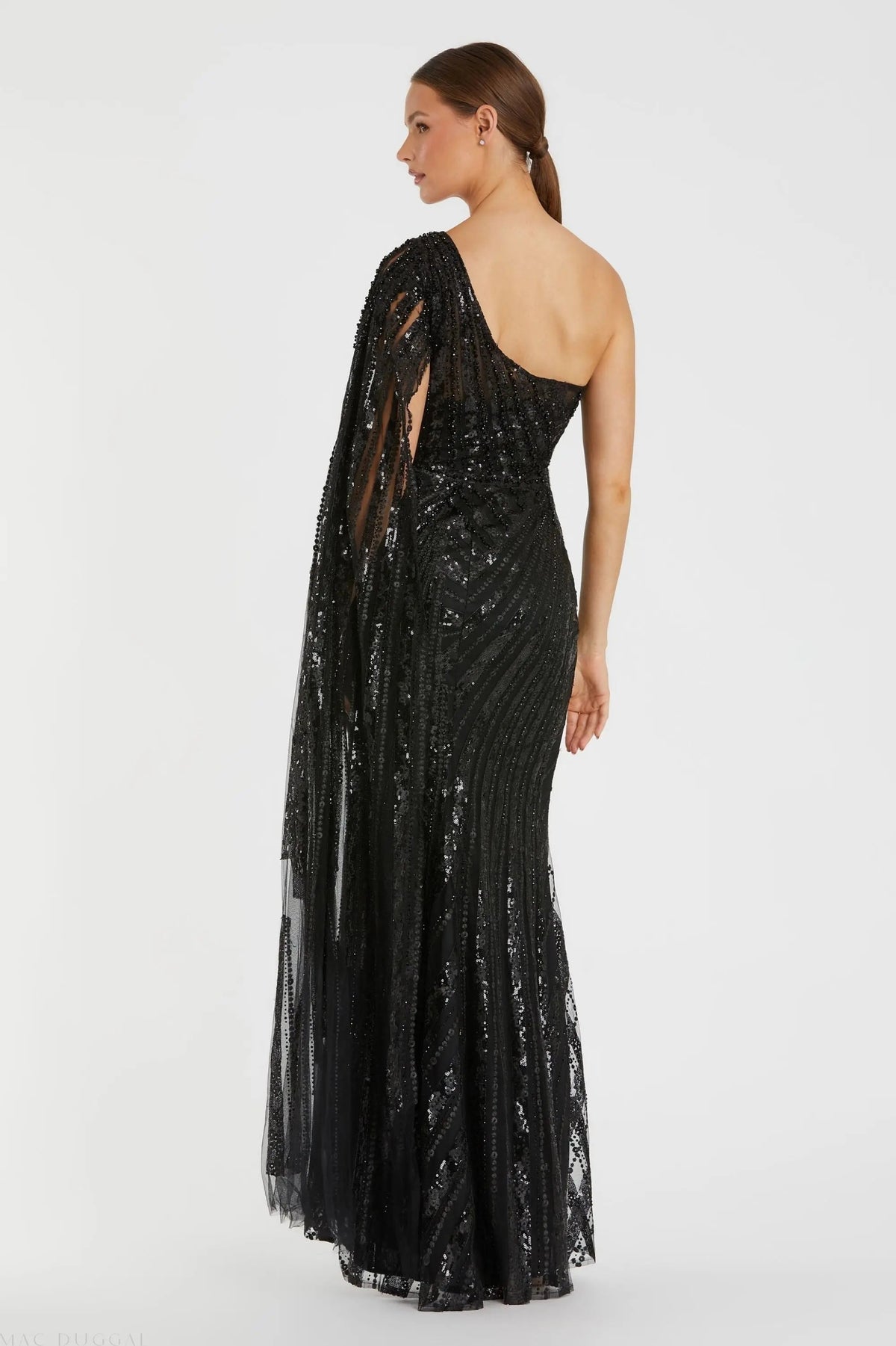 Women's Black Dress One Shoulder - Black Sequin One-Shoulder