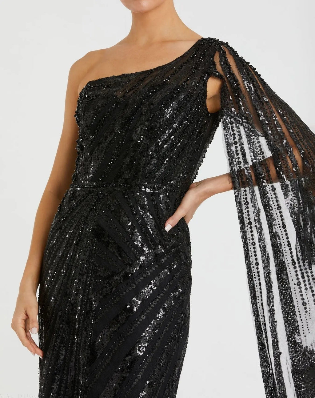 Women's Black Dress One Shoulder - Black Sequin One-Shoulder
