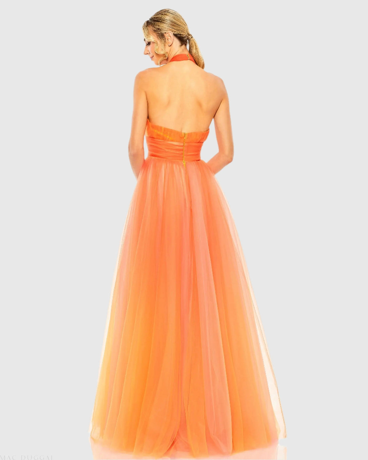 Women's Orange Dress - Orange Halter Backless