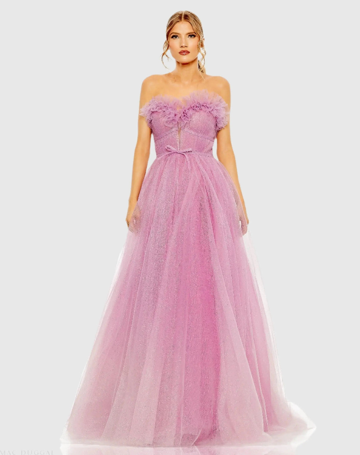 Women's Purple Dress Strapless - Purple Ruffle