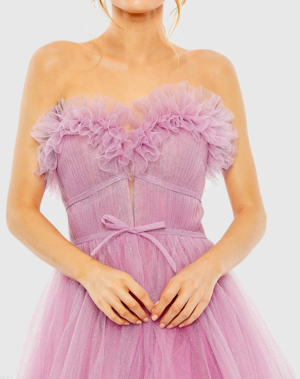 Women's Purple Dress Strapless - Purple Ruffle