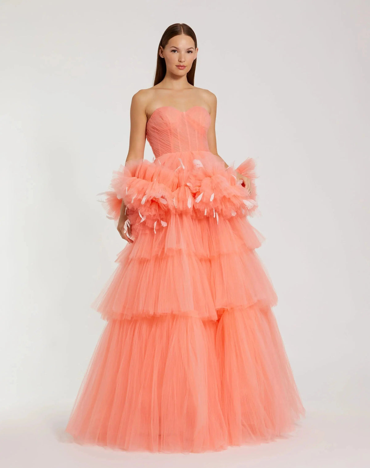 Women's Dress Strapless - Ruffle Pleated
