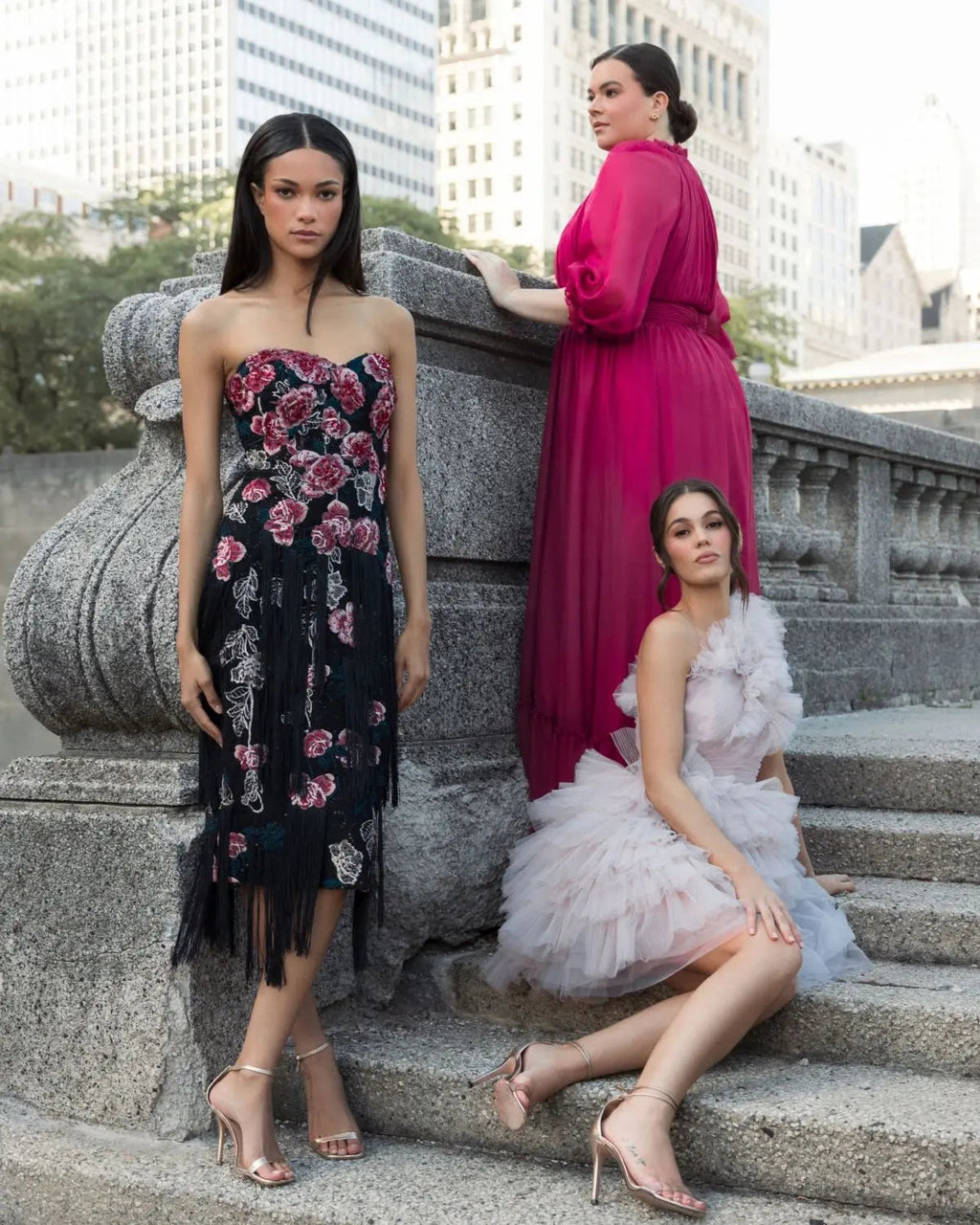 Women's Black Midi Dress Floral Strapless