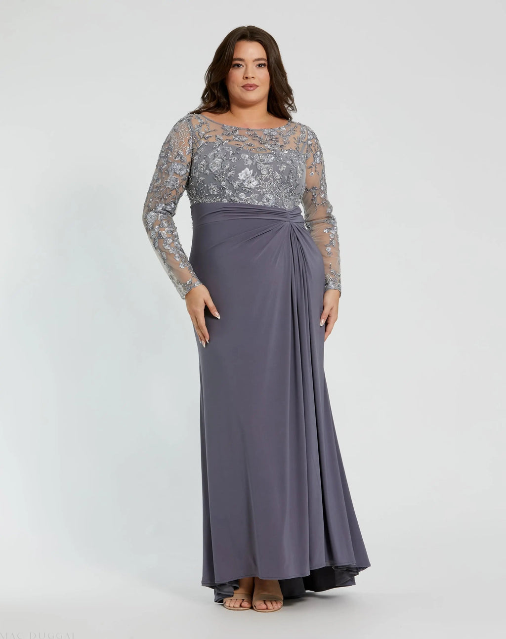 Women's Gray Dress - Gray Ruched