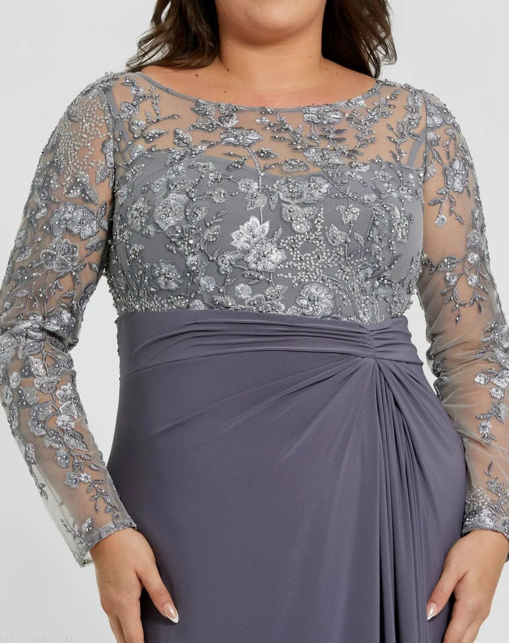 Women's Gray Dress - Gray Ruched