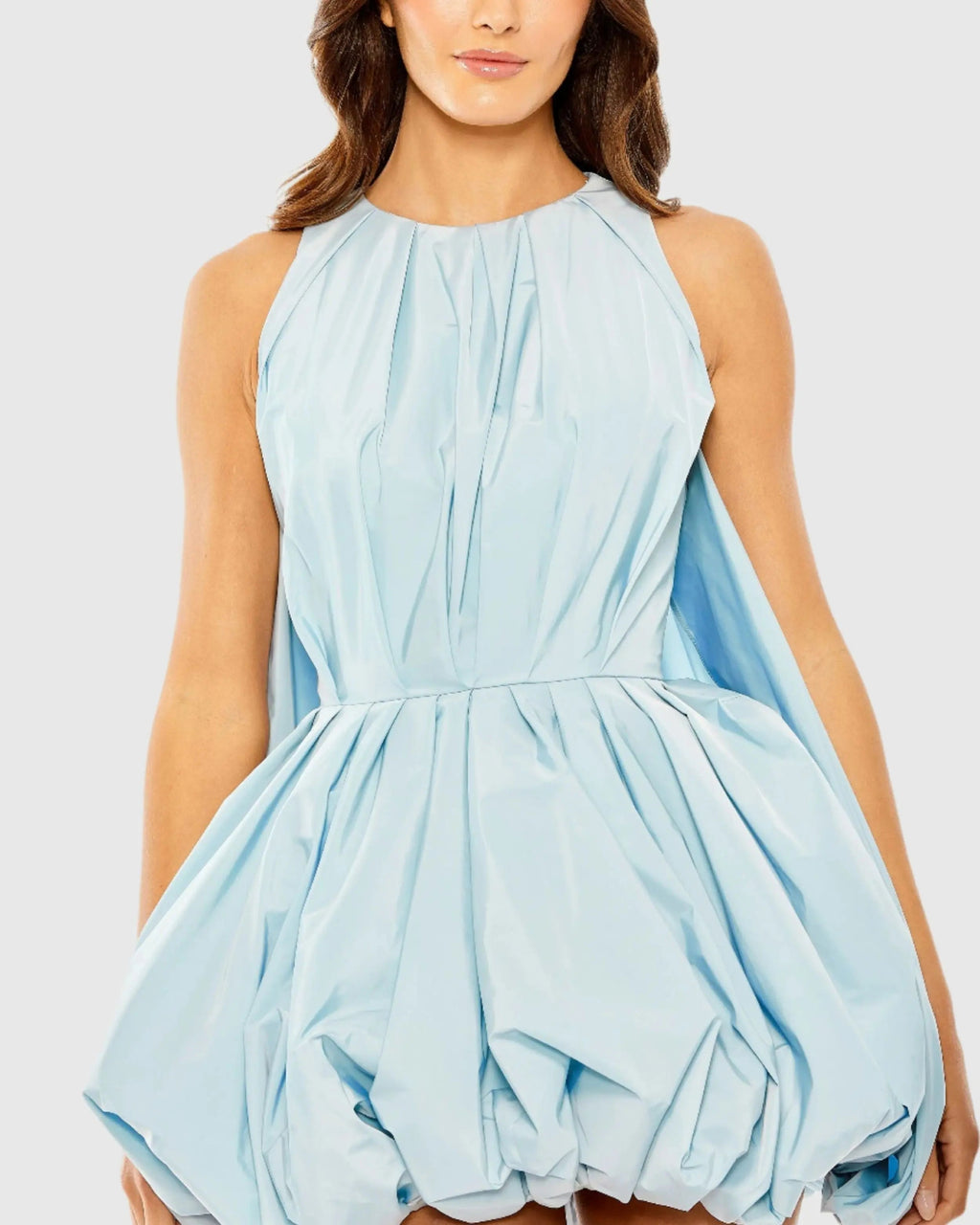 Women's Blue Mini Dress Sleeveless - Blue Ruched