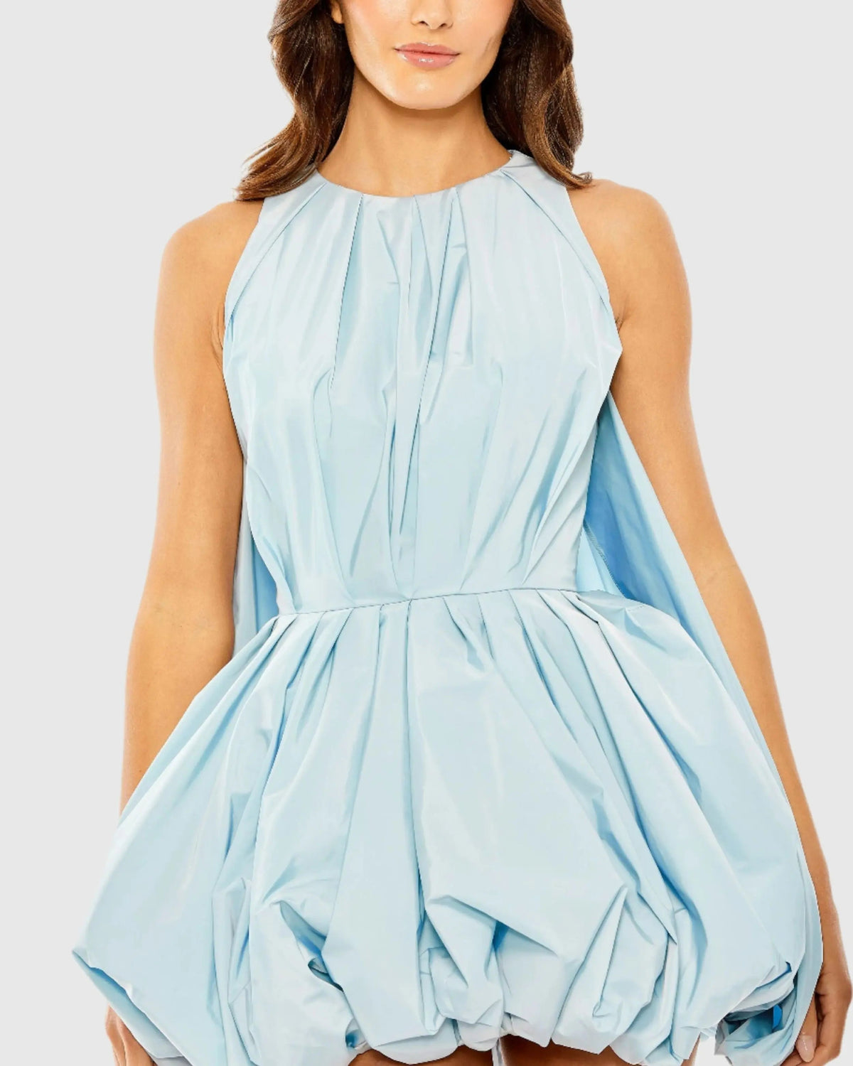 Women's Blue Mini Dress Sleeveless - Blue Ruched