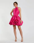 Women's Pink Mini Dress Satin Halter