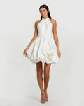 Women's White Mini Dress Satin Halter