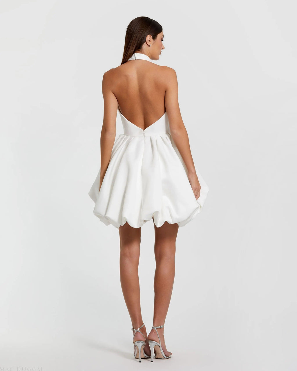 Women's White Mini Dress Satin Halter