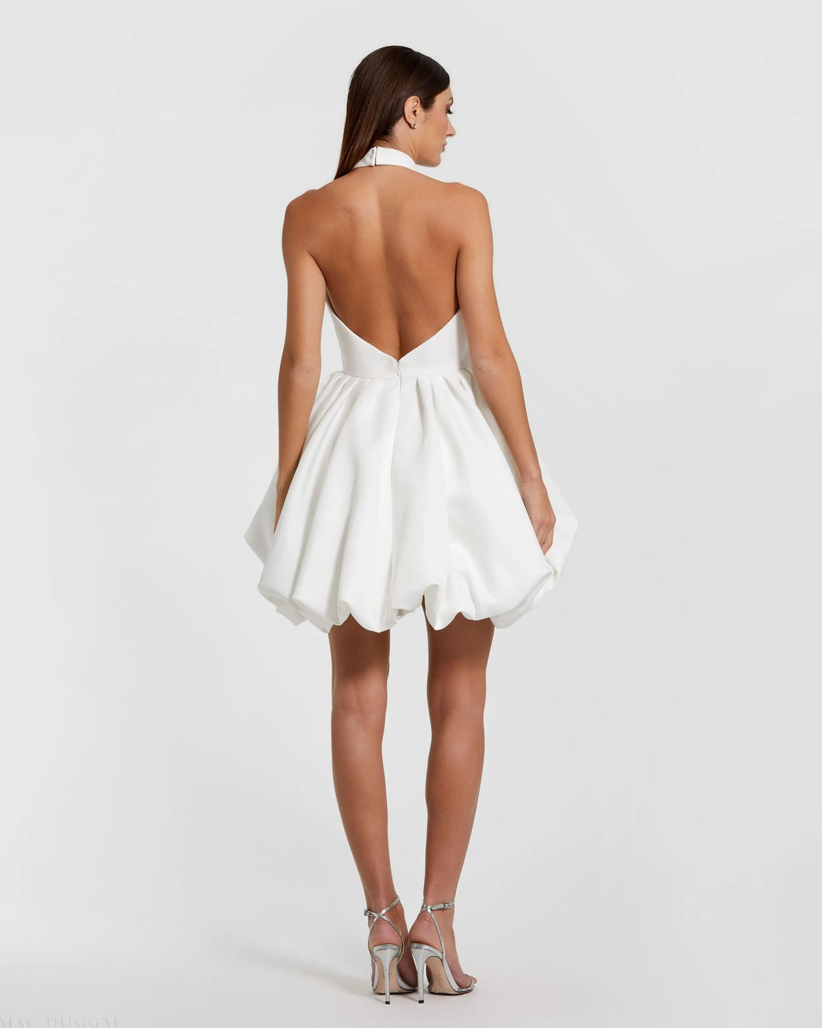 Women's White Mini Dress Satin Halter