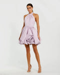Women's Purple Mini Dress Satin Halter