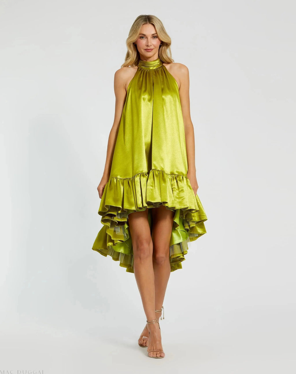 Women's Green Mini Dress Satin