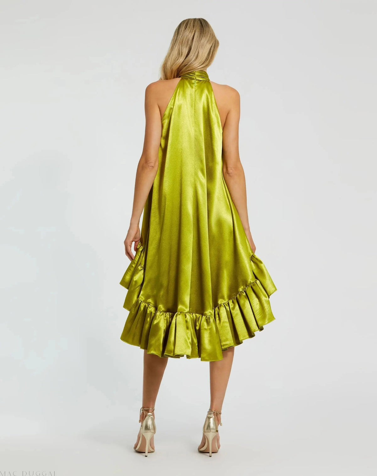 Women's Green Mini Dress Satin
