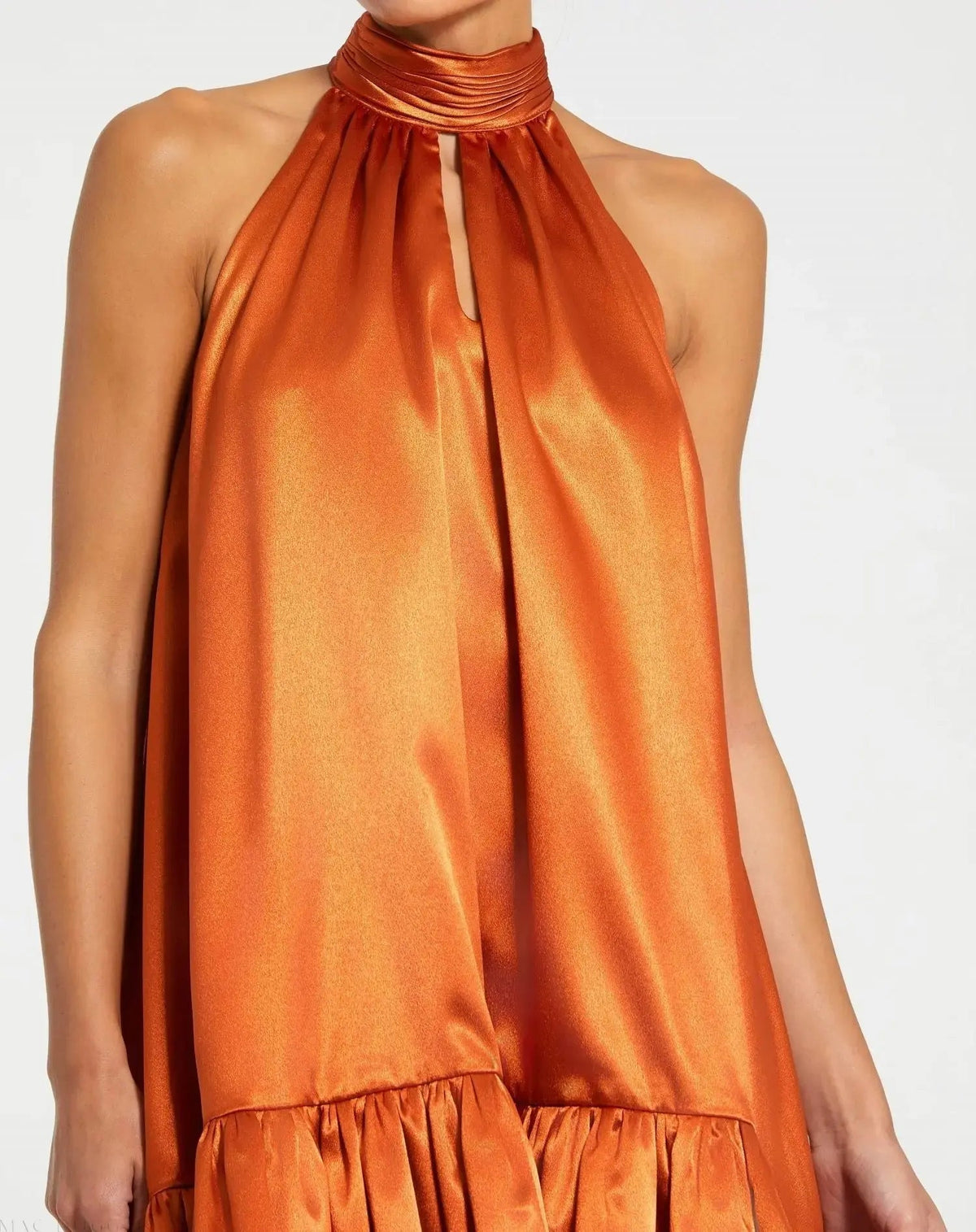 Women's Orange Mini Dress Satin
