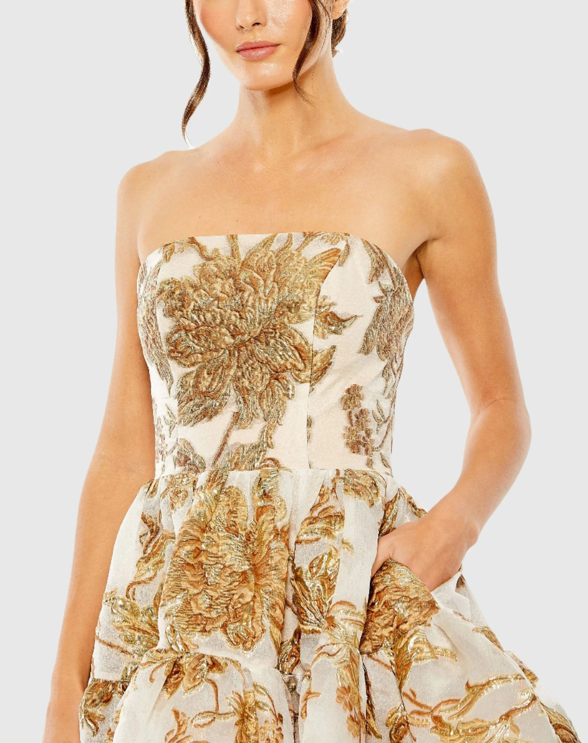 Women's Gold Mini Dress Strapless
