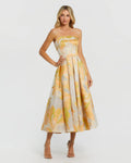 Women's Beige Midi Dress Strapless