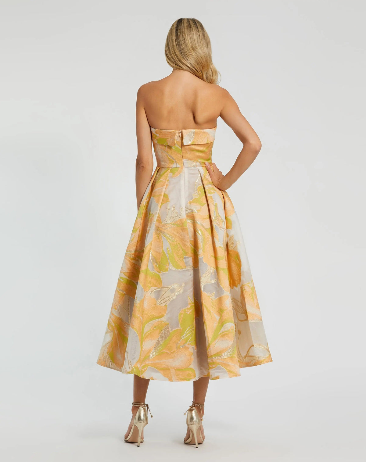 Women's Beige Midi Dress Strapless