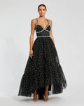 Women's Black Dress - Black Ruffle Mesh