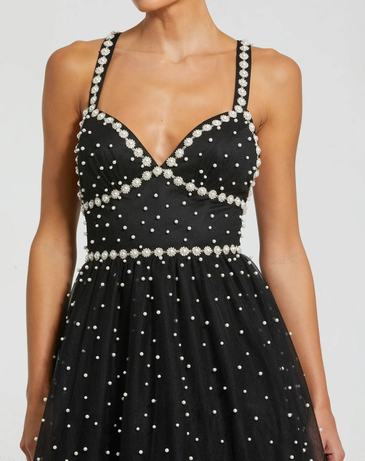 Women's Black Dress - Black Ruffle Mesh