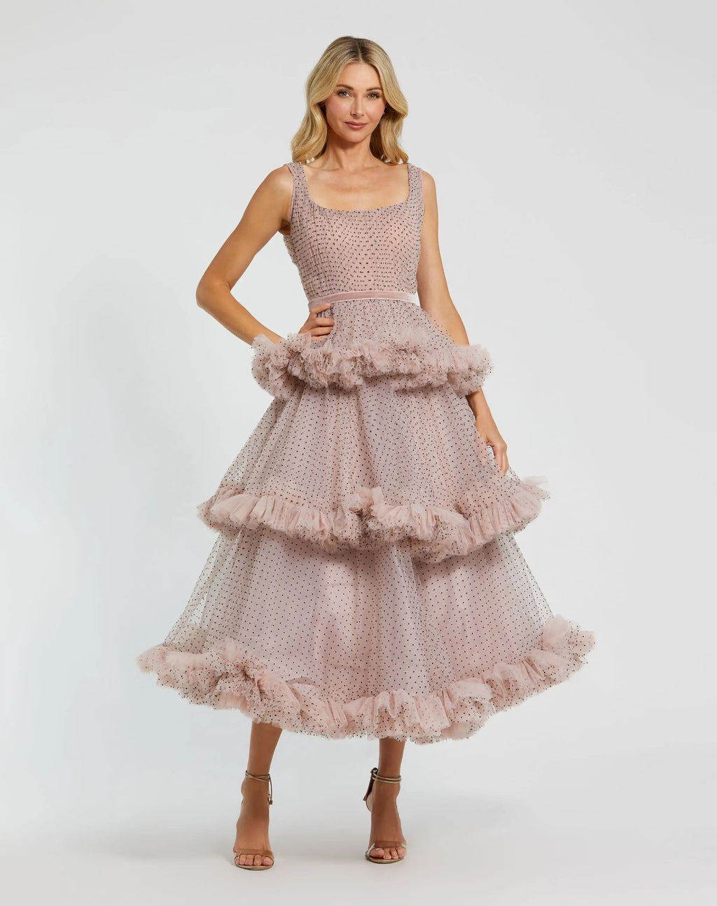 Women's Pink Dress Sleeveless - Pink Ruffle