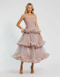 Women's Pink Dress Sleeveless - Pink Ruffle